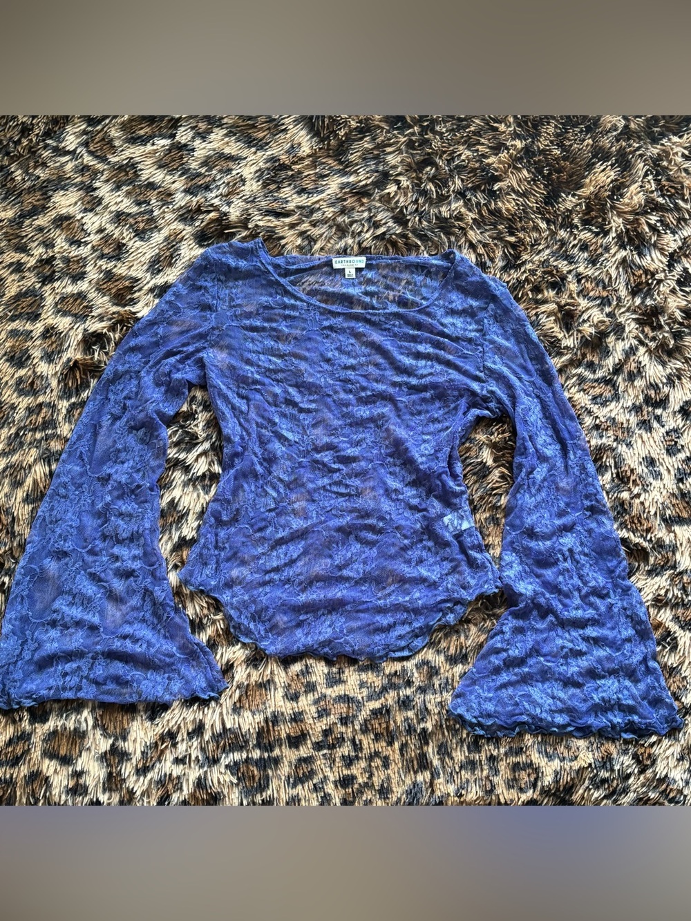 Earthbound Blue Lace Bell Sleeve Top